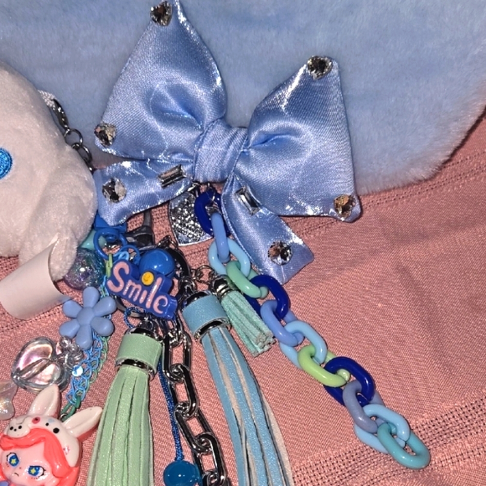 Blue Plush Cinnamoroll Bag with Cinnamoroll Plush Keychain - Picture 10 of 16